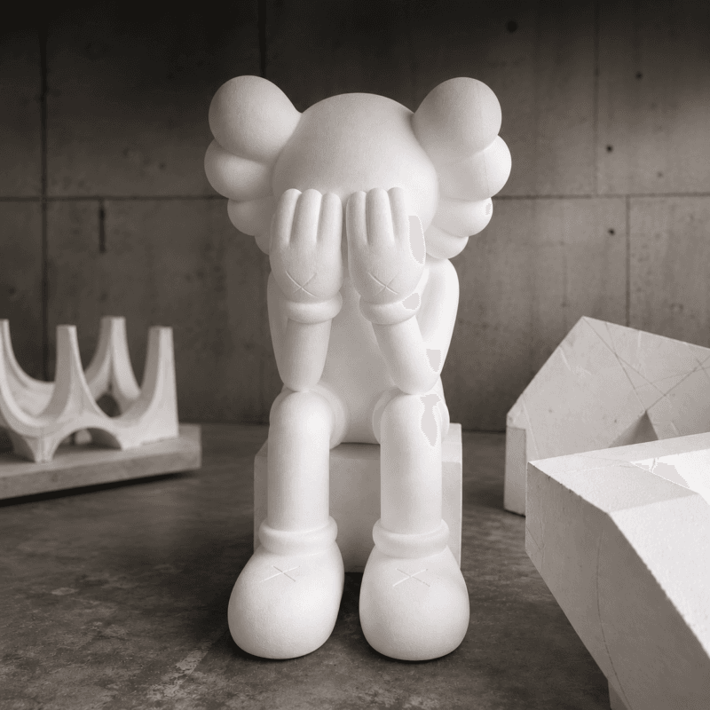 White character sculpture being fabricated in the workshop